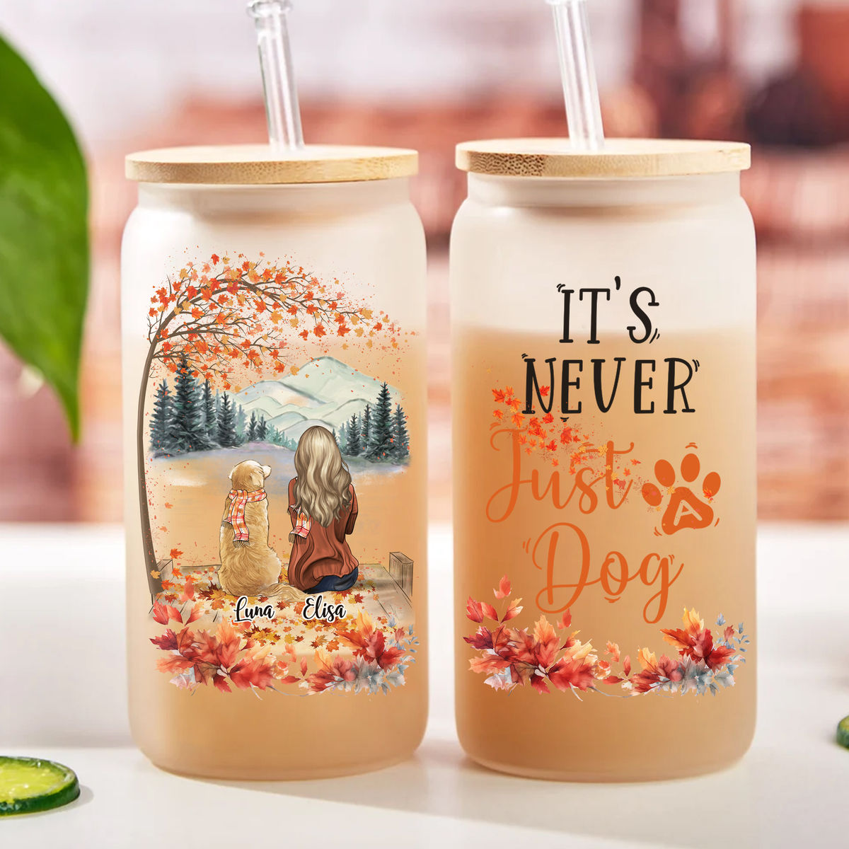 Tumbler Glass - It's Never Just a Dog - Birthday, Christmas Gift For Dog Lovers, Friends, Sister, Family, Coworkers,_2