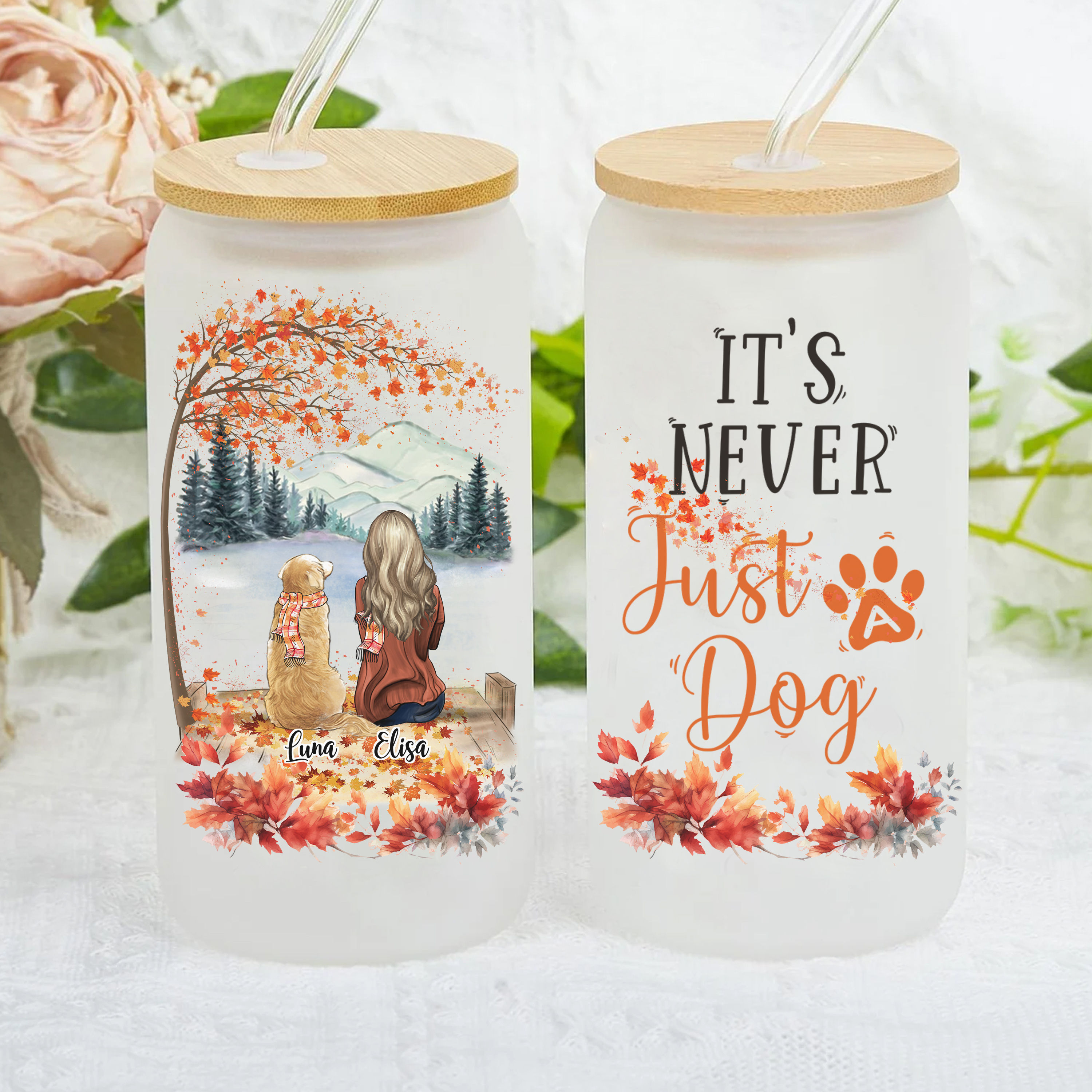 Personalized 40oz Tumbler with Handle and Straw - Dog Lover Gifts - It's  Never Just a Dog