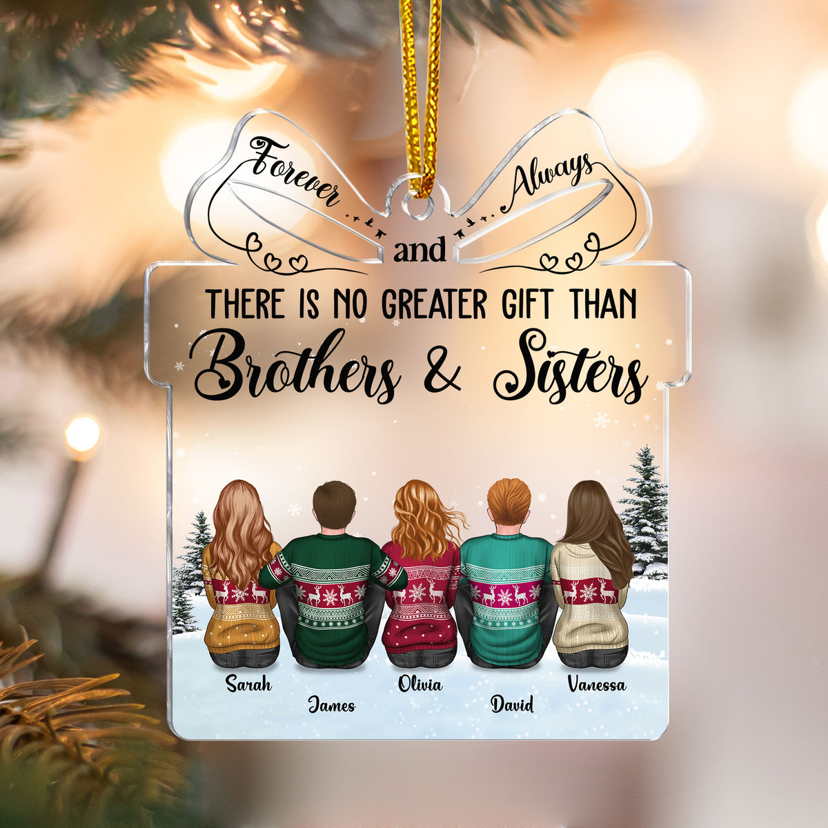 Transparent Ornament - Christmas Gifts for Family - There is no Greater Gift than Brothers & Sisters ( Custom Acrylic Ornament)_1