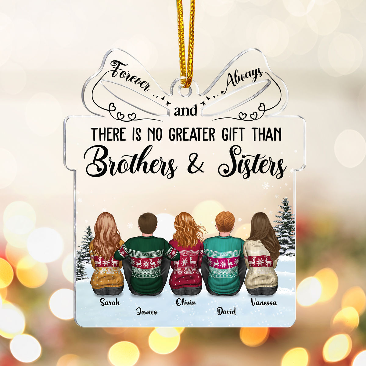 Transparent Ornament - Christmas Gifts for Family - There is no Greater Gift than Brothers & Sisters ( Custom Acrylic Ornament)_2