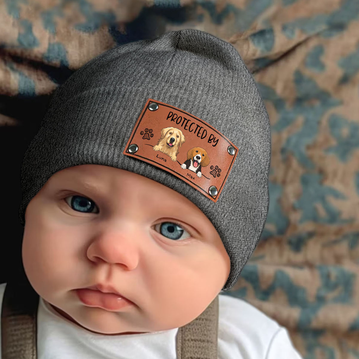 Custom Baby Beanie - Protected By (OG-Grey)