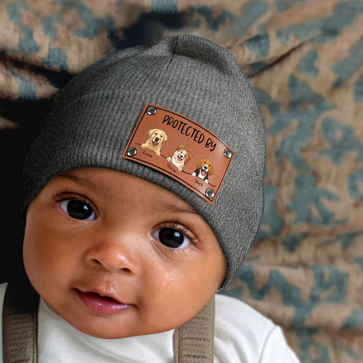 Custom Baby Beanie - Protected By (OG-Grey)_1