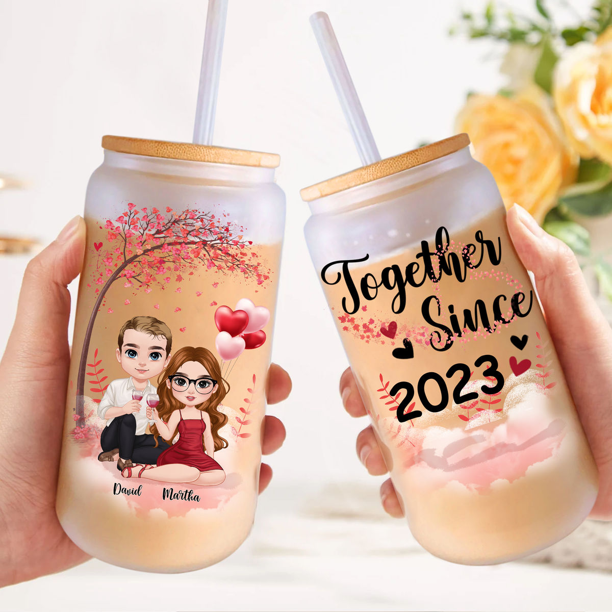 Couple Gift - Tumbler Glass -  Together Since..._1