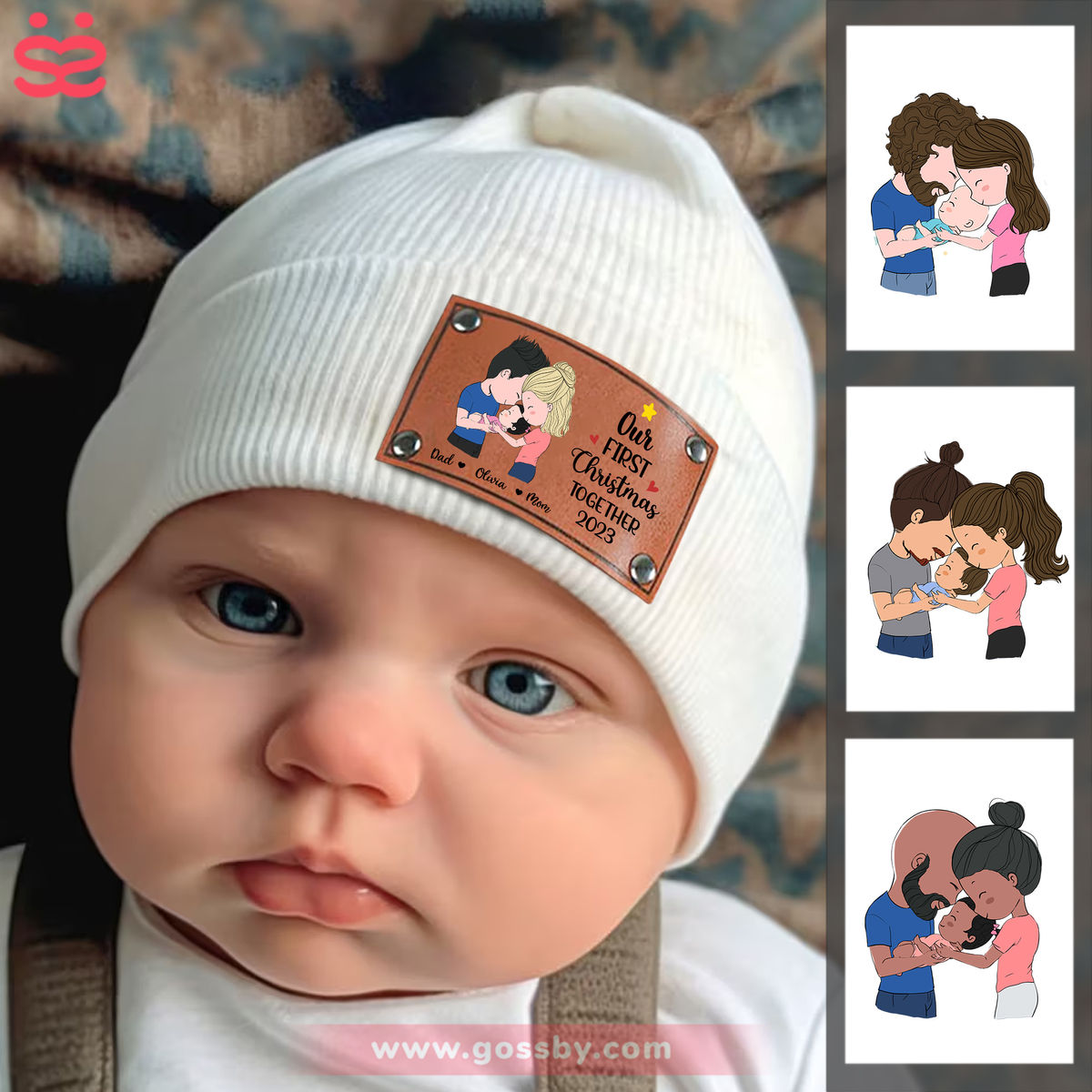 Custom Baby Beanie - Our First Christmas Together 2023 -  Cute Baby Shower Gift