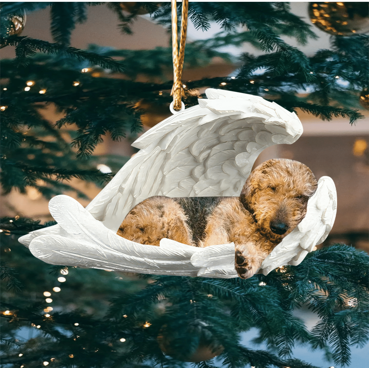 Dog Acrylic Ornament - Dog Sleeping Angel Wings Ornament - Dog Lovers Gifts  - Sleeping Pet Within Angel Wings