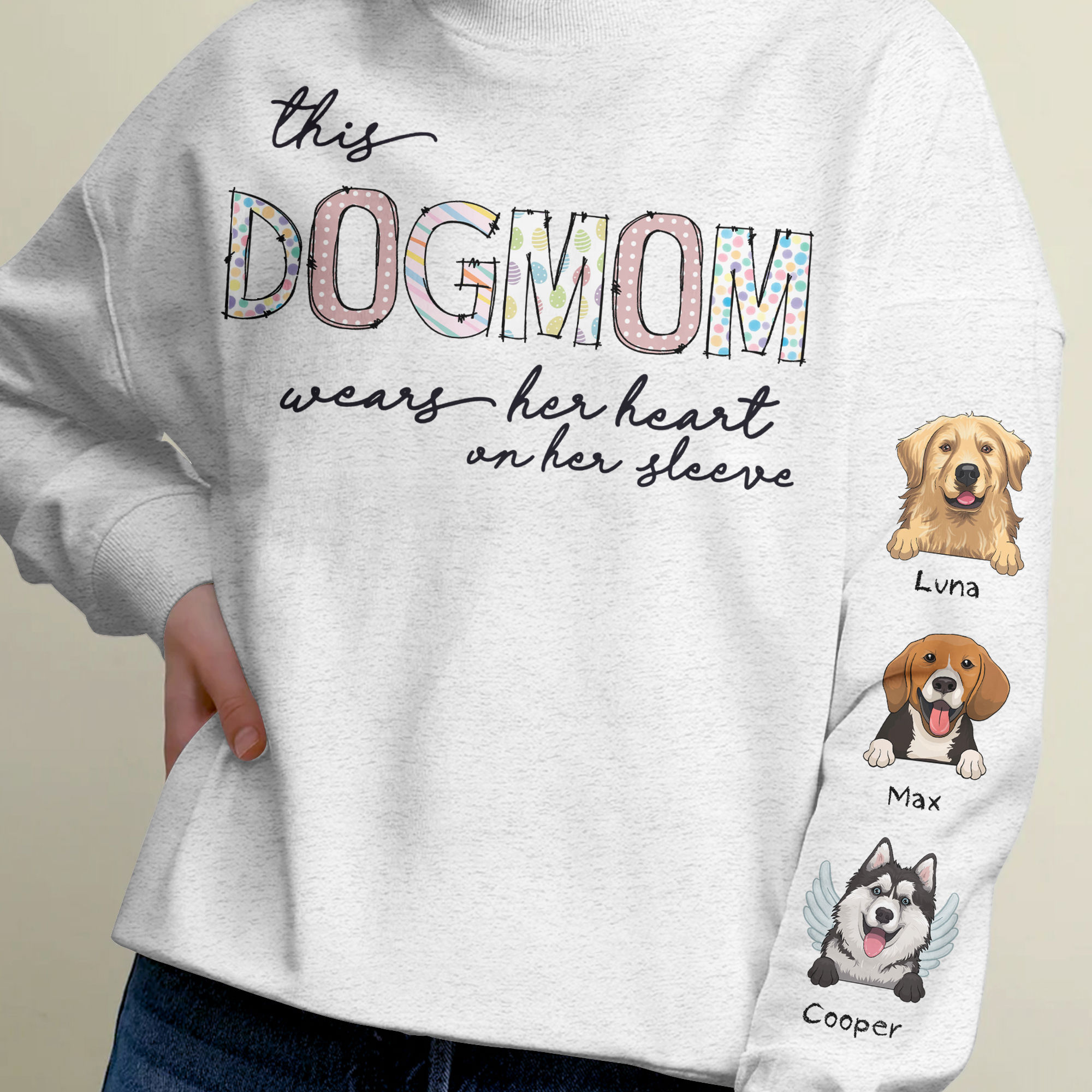 Sweatshirt - Personalized Dog Print Sleeve Sweatshirt - This