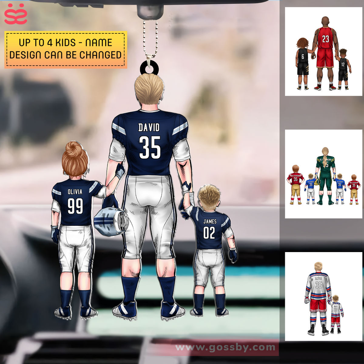 Personalized Dad & Kids - American Football - Baseball - Basketball - Ice Hockey