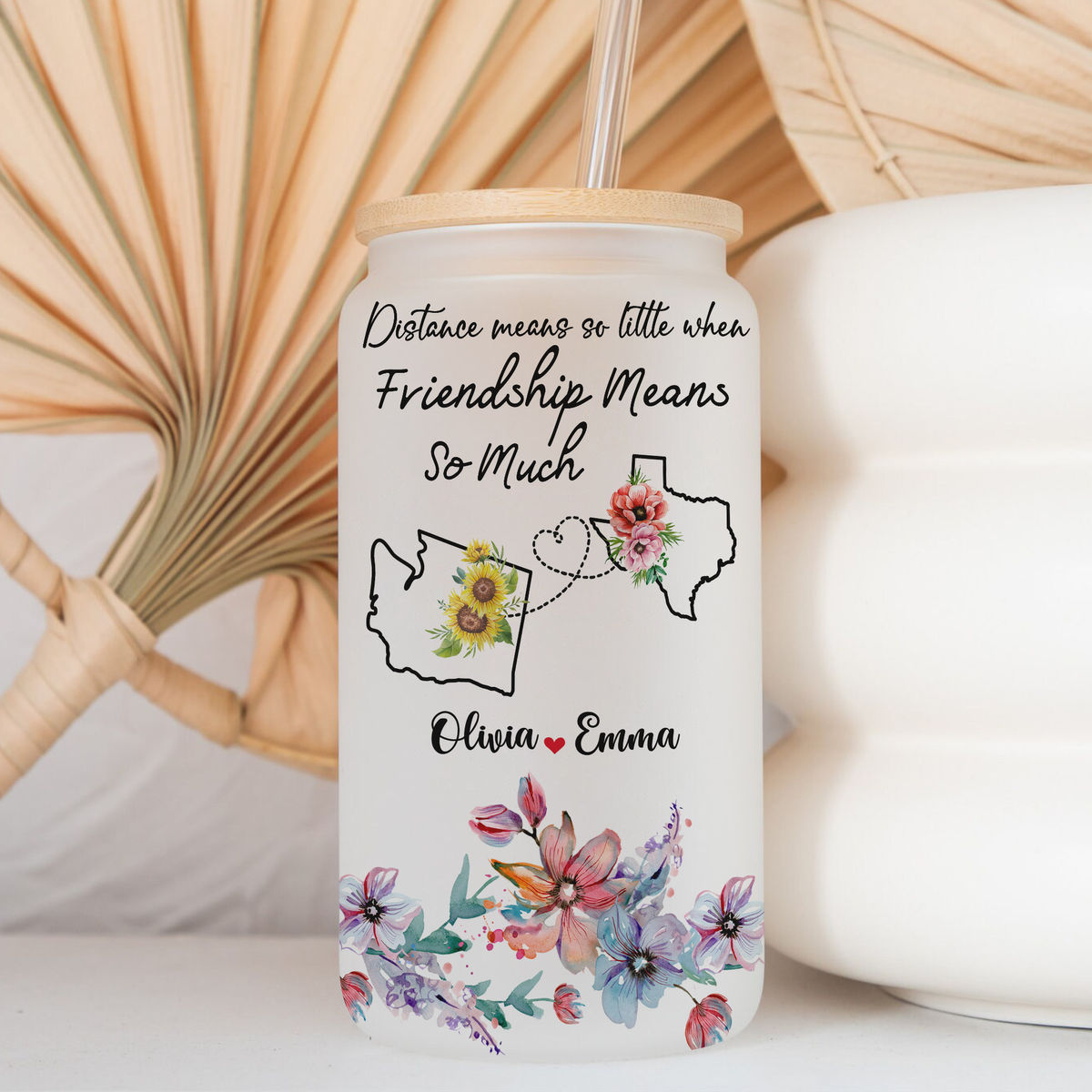 Best friends - Best Friend Tumbler Glass - Long Distance Friendship Gift - Distance means so little when Friendship means so much_4