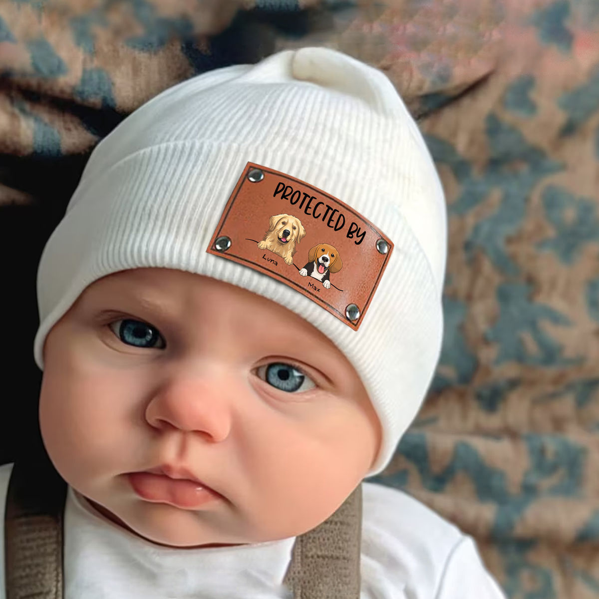 Custom Baby Beanie Protected By Dogs Cute Baby Shower Gift C1 custom-baby-beanie-protected-by-dogs-cute-baby-shower-gift-c1
