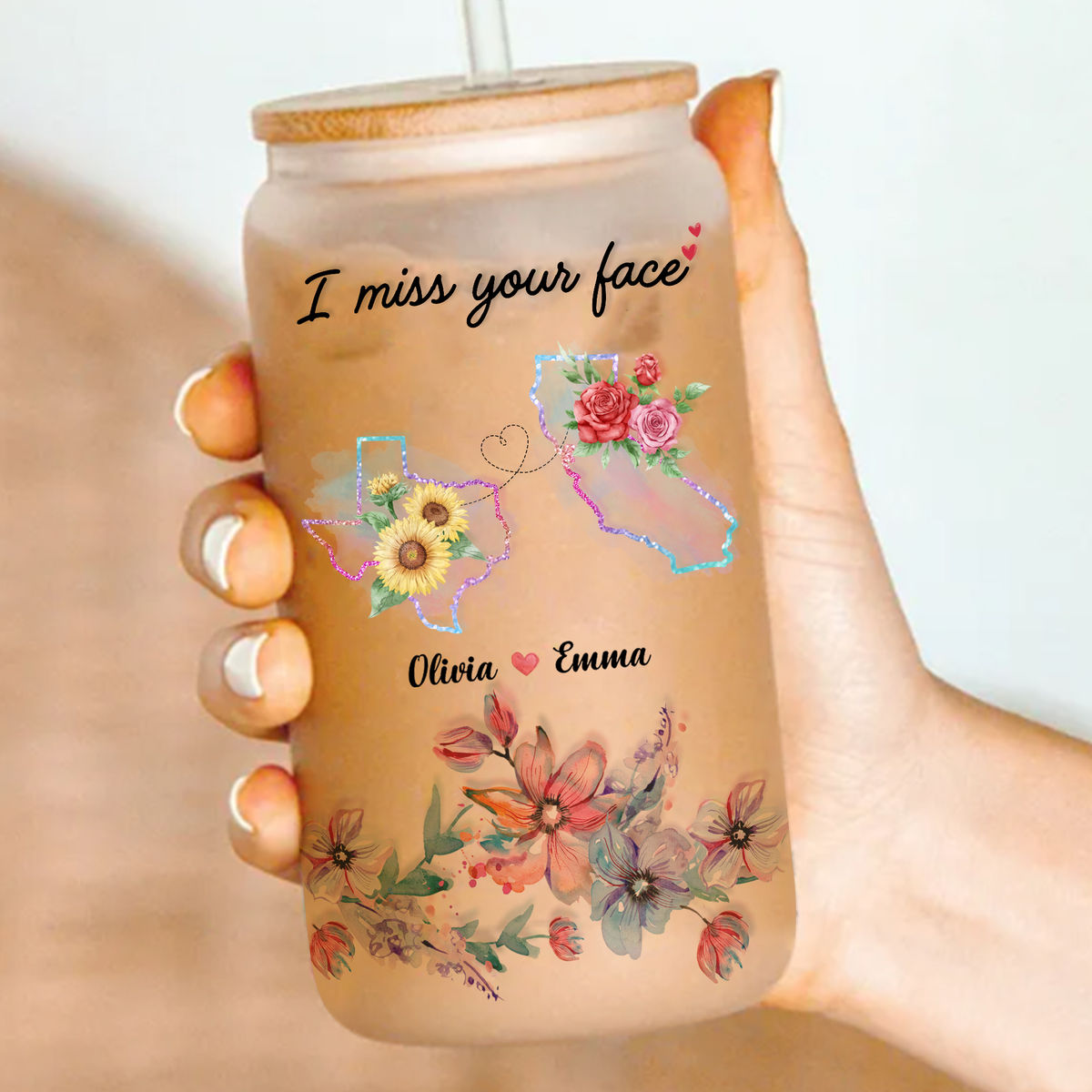 Best friends - Tumbler Glass - Long Distance Friendship Gift - Friendship Long Distance - I Miss Your Face V2_2