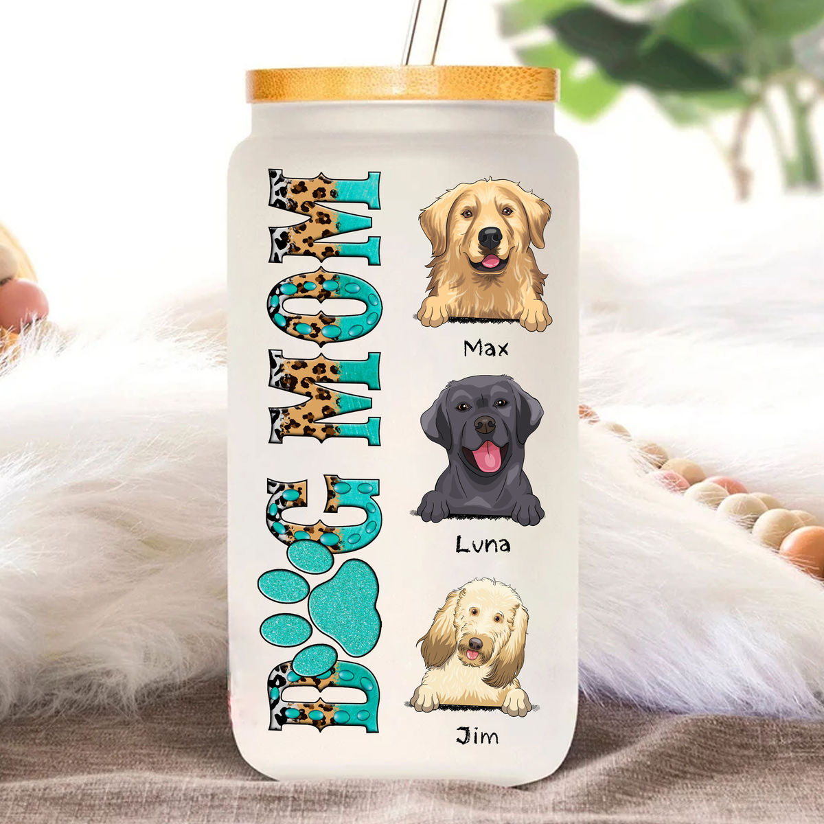 Up to 4 Dogs - Dog Lovers Tumbler Glass - Dog Mom (P)_4