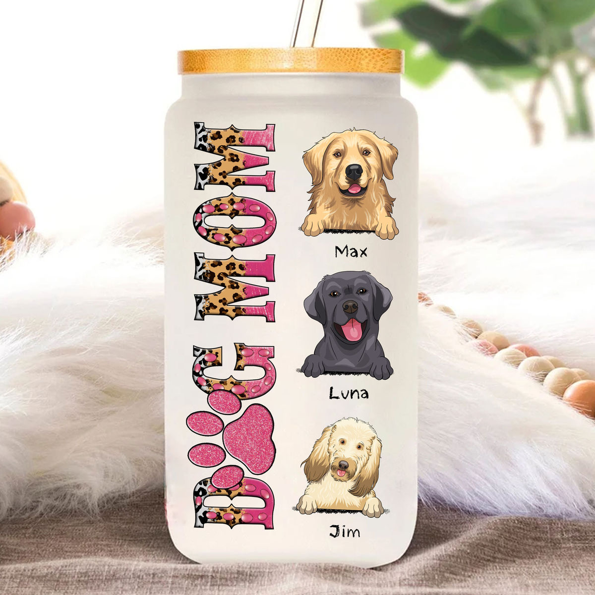 Up to 4 Dogs - Dog Lovers Tumbler Glass - Dog Mom (P)_1