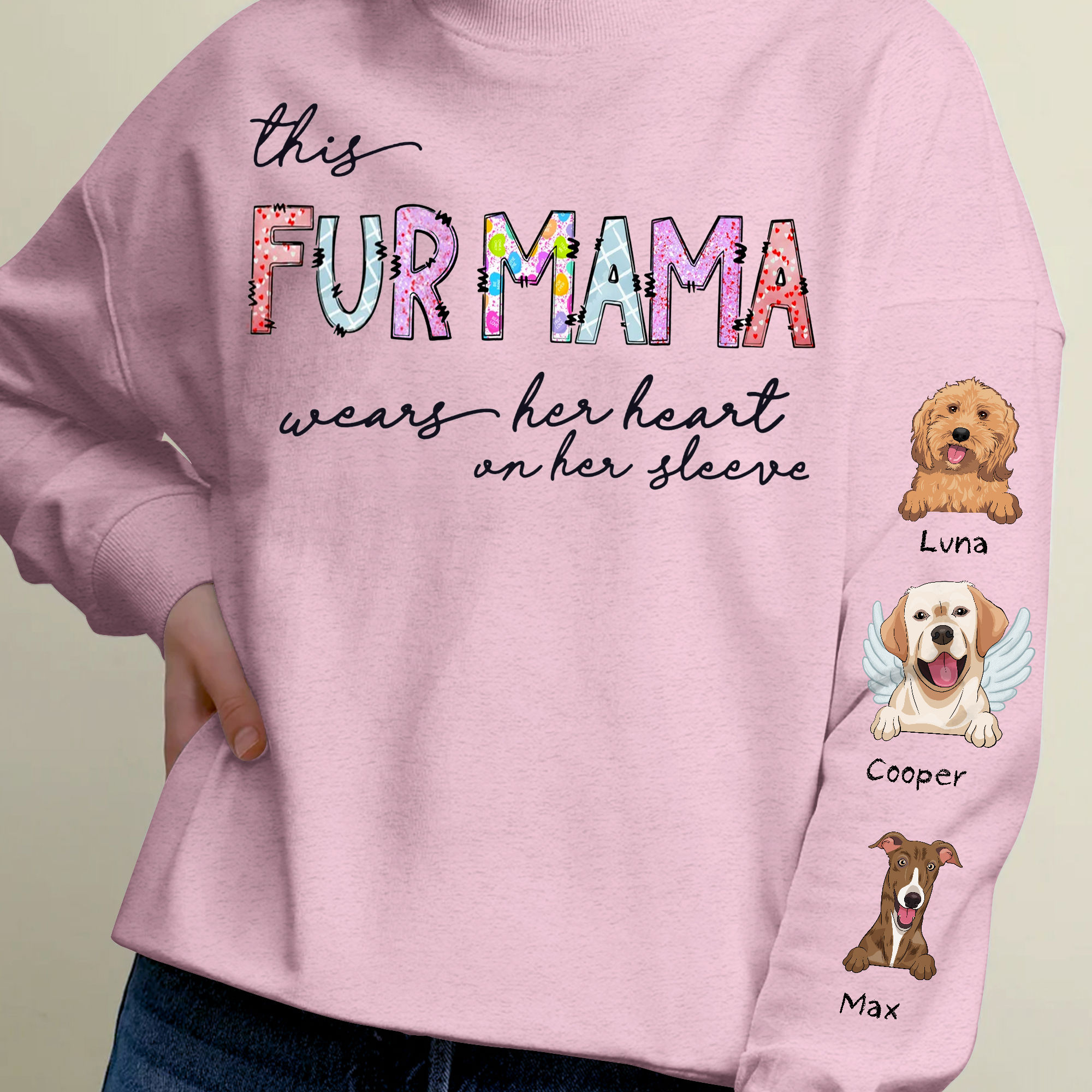 Sweatshirt - Personalized Dog Print Sleeve Sweatshirt - This