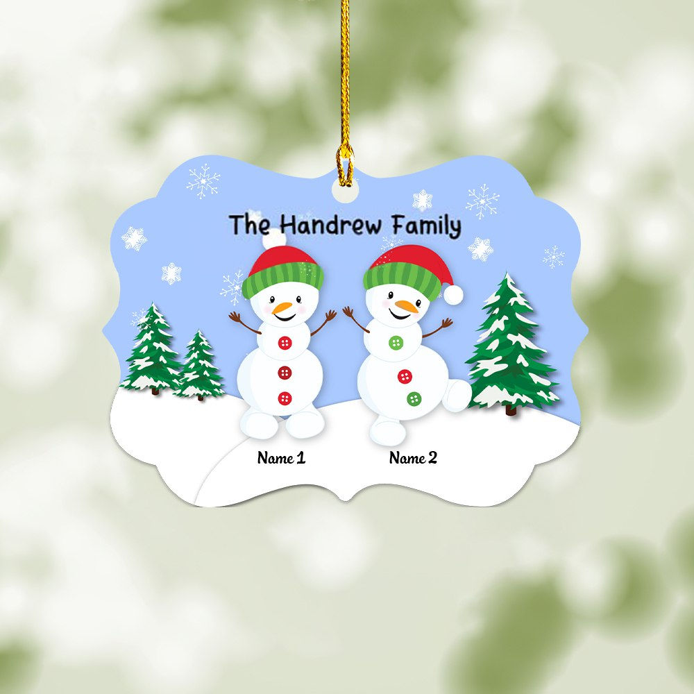 Family Xmas - Acrylic Medallion Ornament - Custom Family Snowman Ornament