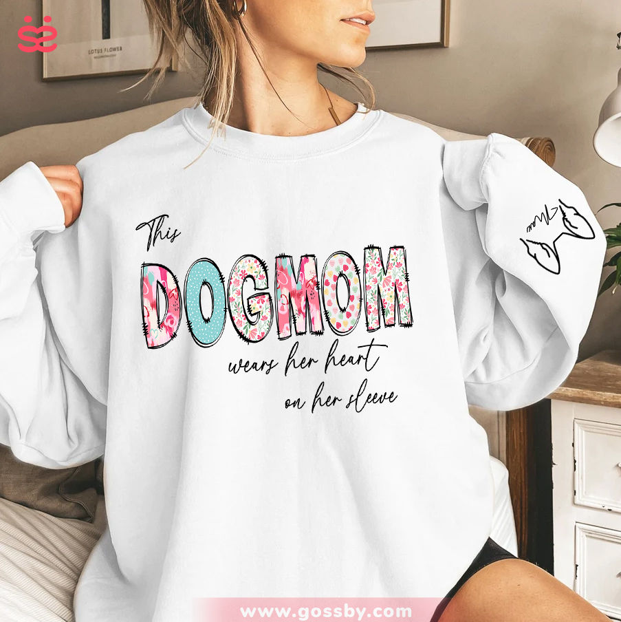 Sweatshirt - Custom Dog Ears Sweatshirt - This DOGMOM wears her heart on her sleeve_1