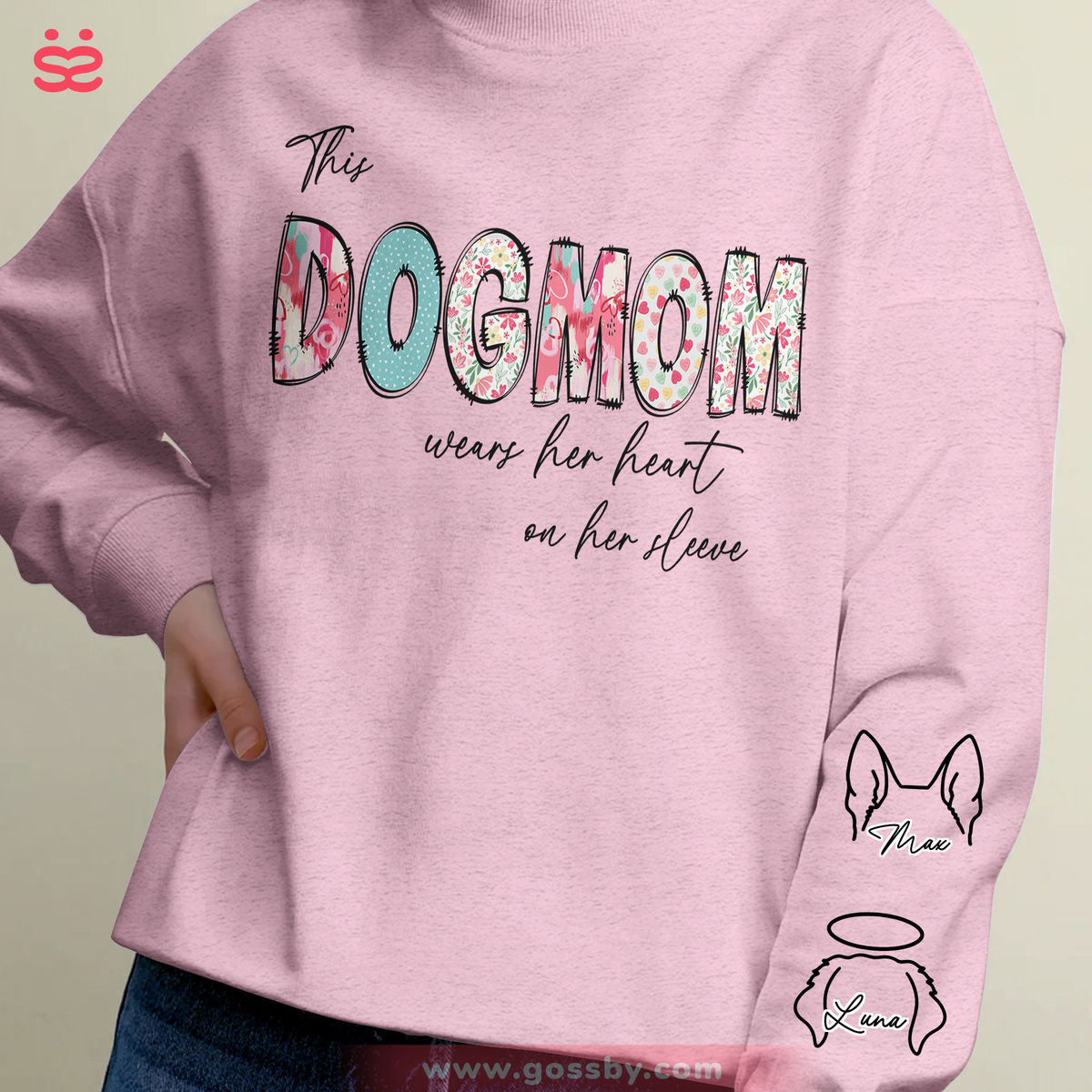 Sweatshirt - Custom Dog Ears Sweatshirt - This DOGMOM wears her heart on her sleeve_6