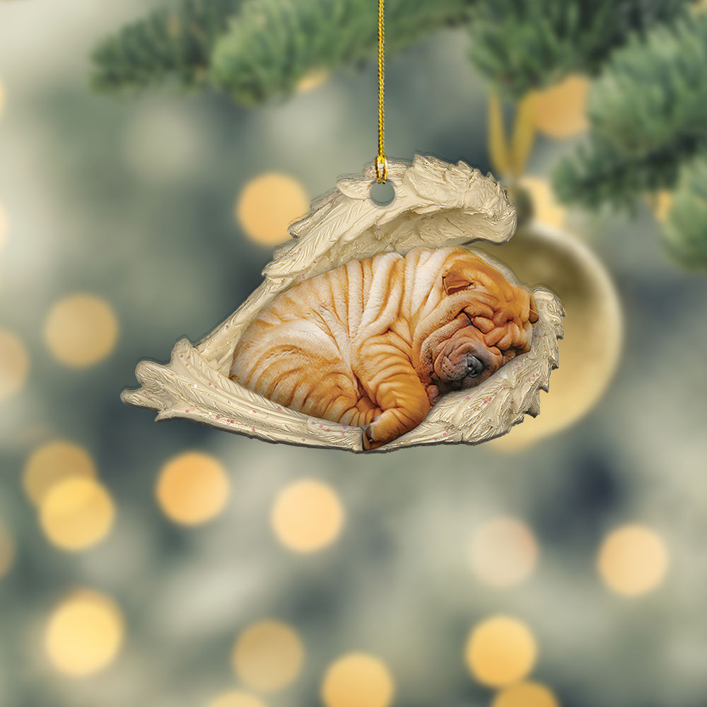 Dog Acrylic Ornament - Dog Sleeping Angel Wings Ornament - Dog Lovers Gifts  - Sleeping Pet Within Angel Wings