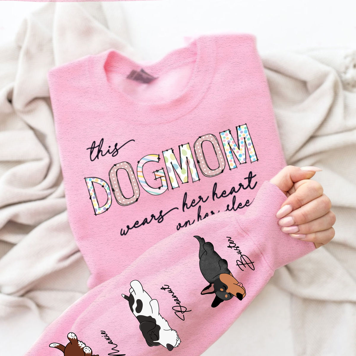 Sweatshirt - Custom Dog Sweatshirt - This DOGMOM wears her heart on her sleeve (WP)_6