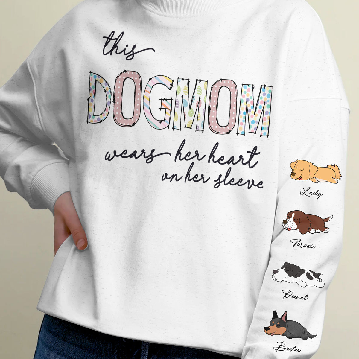 Sweatshirt - Custom Dog Sweatshirt - This DOGMOM wears her heart on her sleeve (WP)_3