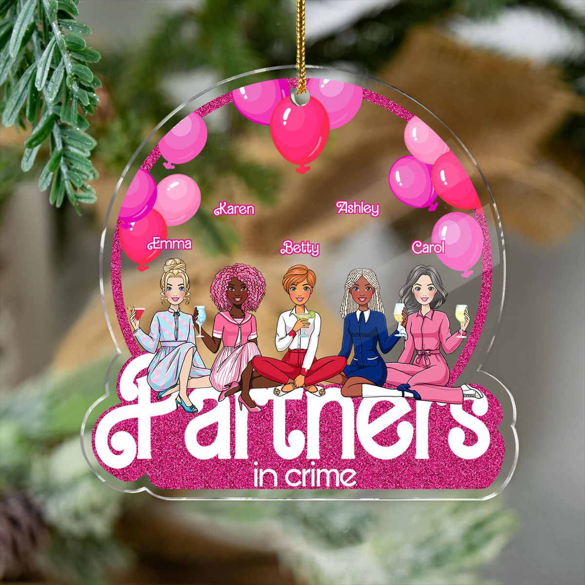 Acrylic Ornament - Best Gifts For Partners in Crime (b1) - Christmas Gift For Best Friends, Sisters, Friend Ornaments_3