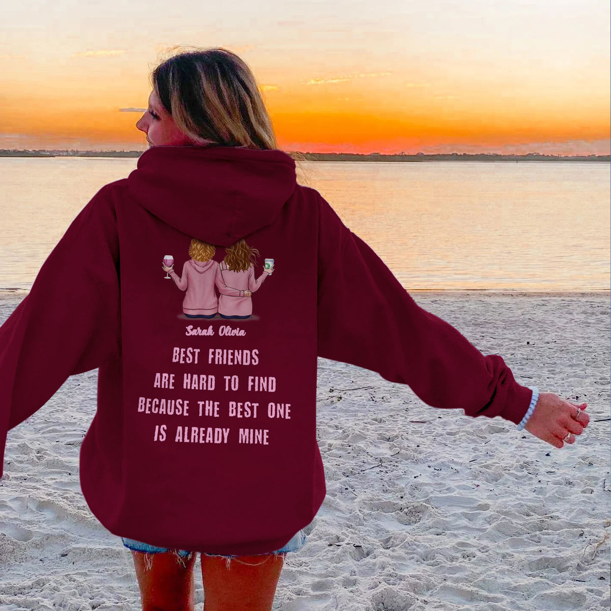 Bestfriend Hoodie - Best friends are hard to find because the best is already mine | Oversized Beach Hoodie | Gift for Her | Trendy Positive Hoodie_3