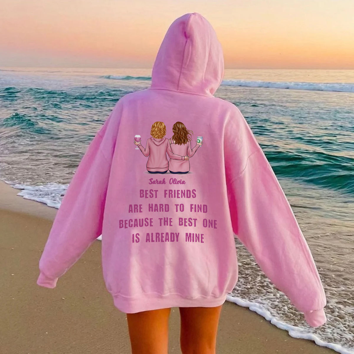 Personalized Bestfriend Hoodie - Best Friends Are Hard To Find Because The Best Is Already Mine | Oversized Beach Hoodie | Gift For Her | Trendy