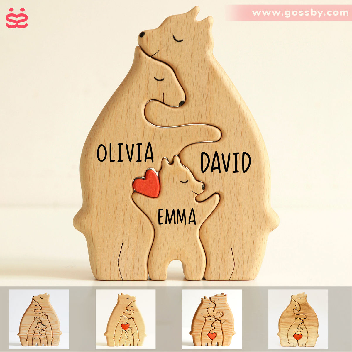 Wooden Bears family puzzle - Up to 6 Kids - Christmas Decor, Family Keepsake Gift, Home Decor