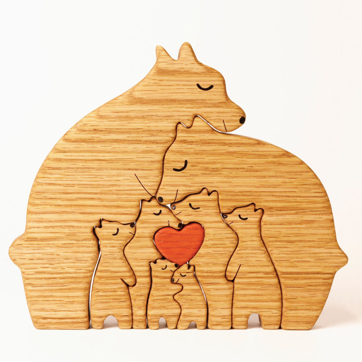 Wooden Bears family puzzle - Up to 6 Kids - Christmas Decor, Family Keepsake Gift, Home Decor_6