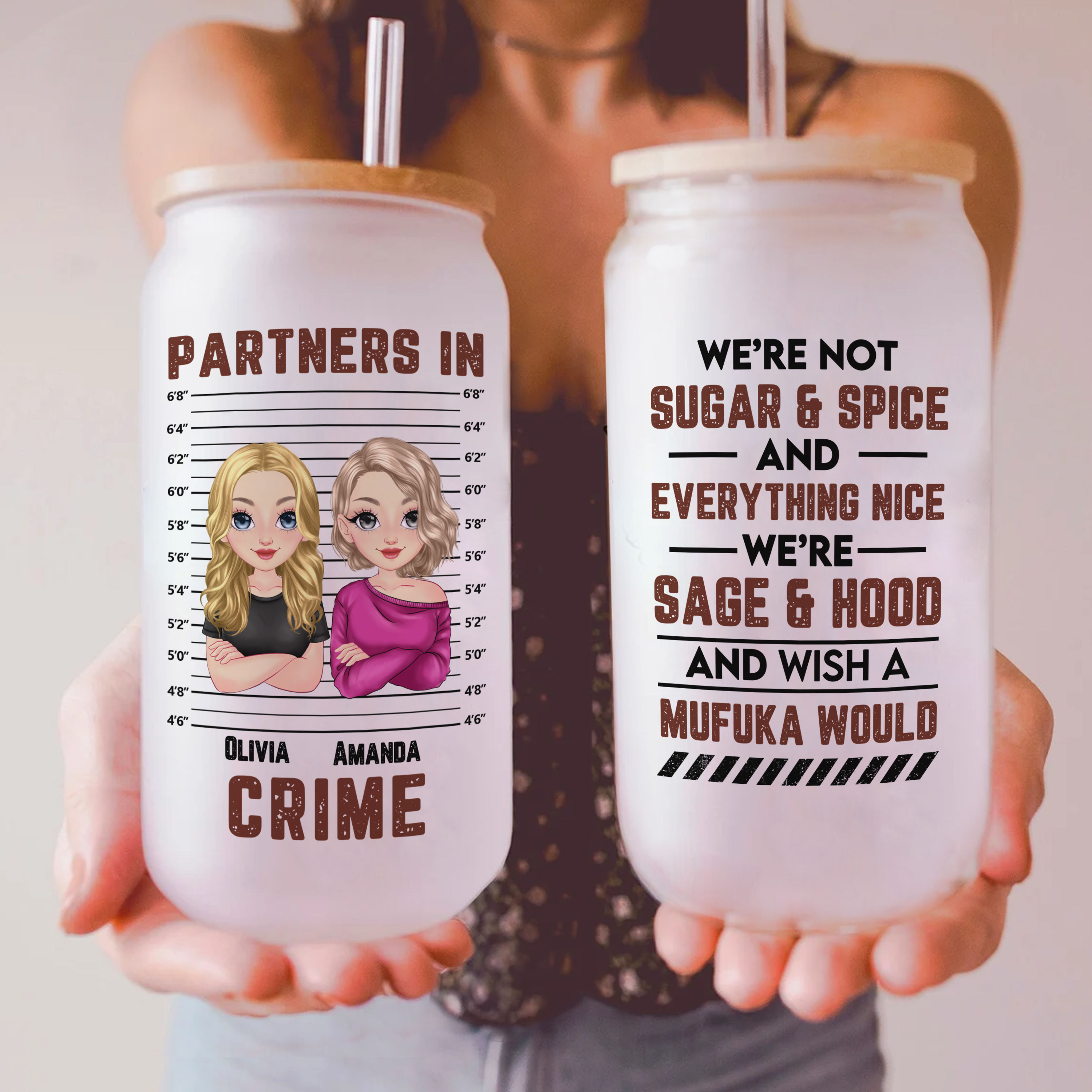 Partners In Crime Personalized Bestie Tumbler, Best Friends Funny Tumbler  Gift, Friendship Christmas Gift - Best Personalized Gifts For Everyone