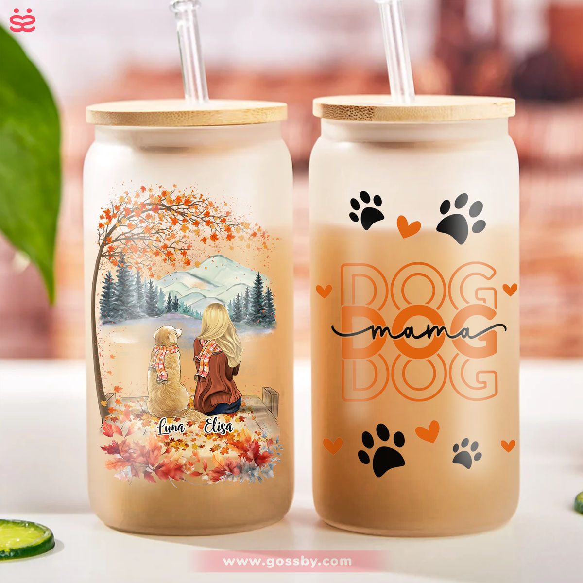 Dog Mama Glass, Lid + Straw