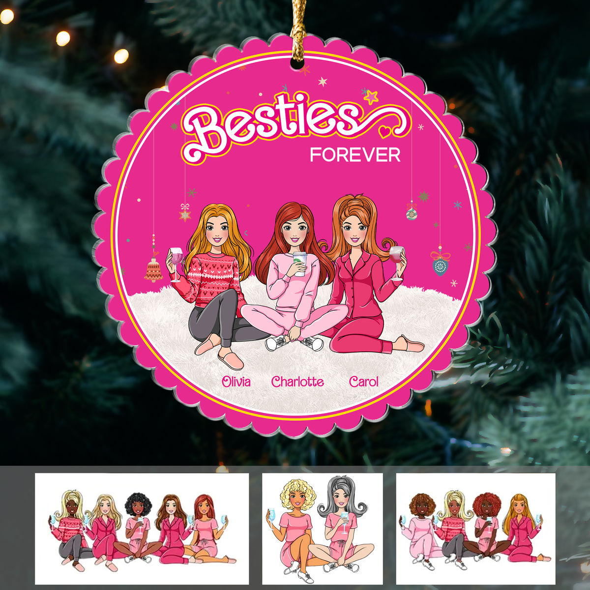 Christmas Ornament - Up to 6 Girls - Besties Forever 2024