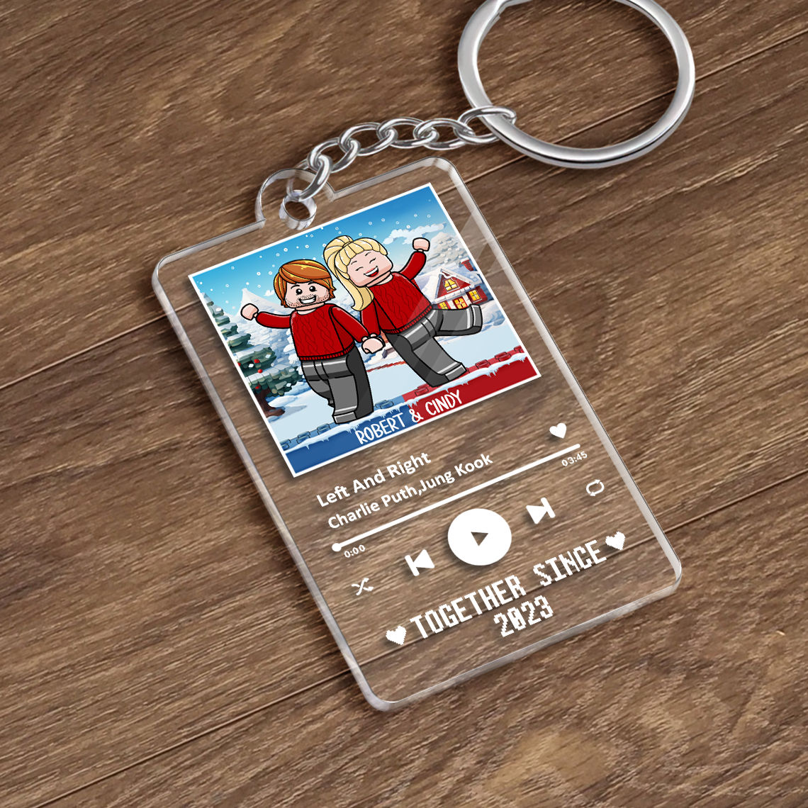 Song Keychain - Together Since 2024 - Couple Figure - Valentine's Day Gifts, Gifts For Couple_3