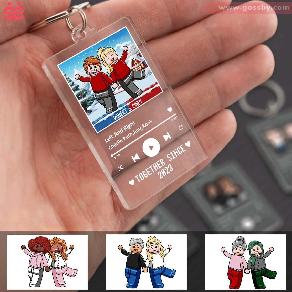 Song Keychain - Together Since 2024 - Couple Figure - Valentine's Day Gifts, Gifts For Couple