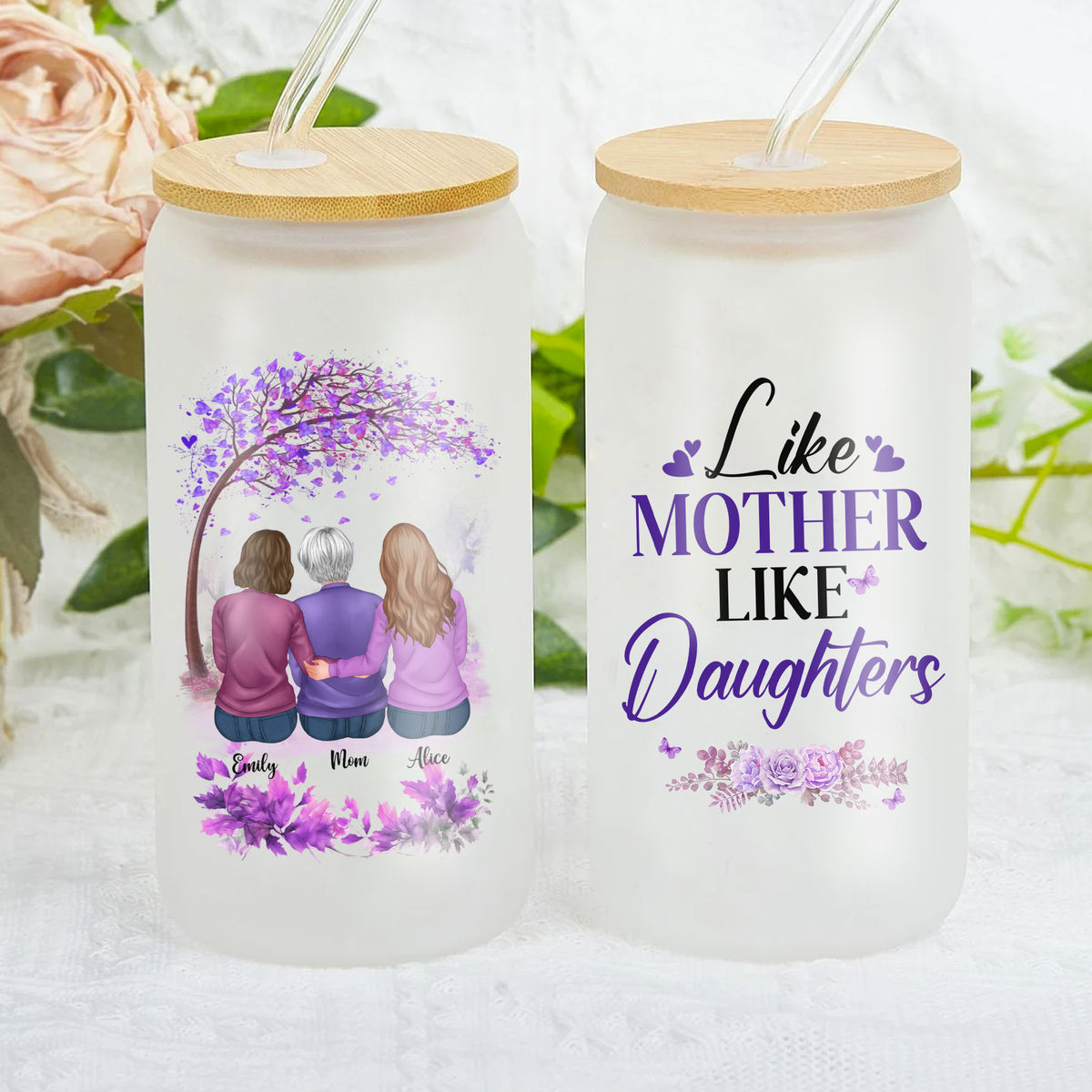 Mother & Daughter - Glass Tumbler -  Like Mother Like Daughters_1