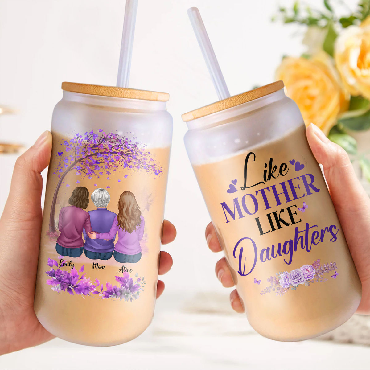 Mother & Daughter - Glass Tumbler -  Like Mother Like Daughters_2