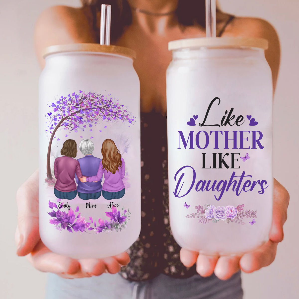 Mother & Daughter - Glass Tumbler -  Like Mother Like Daughters