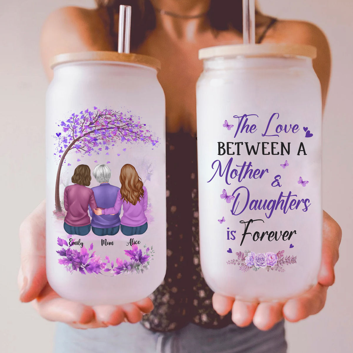 Glass Tumbler - The love between a mother and Daughters is forever