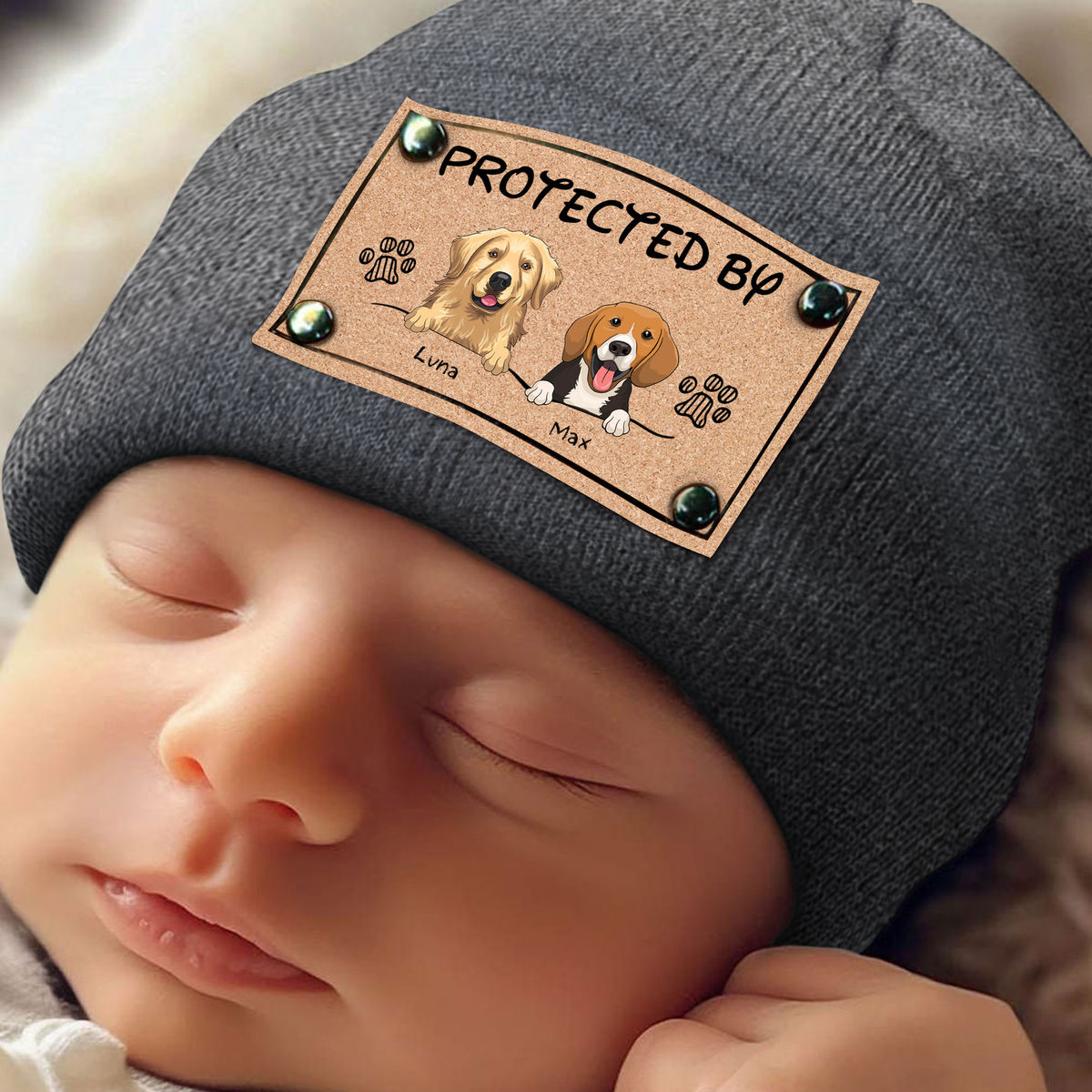 Custom Baby Beanie - Protected by (DCork)_1