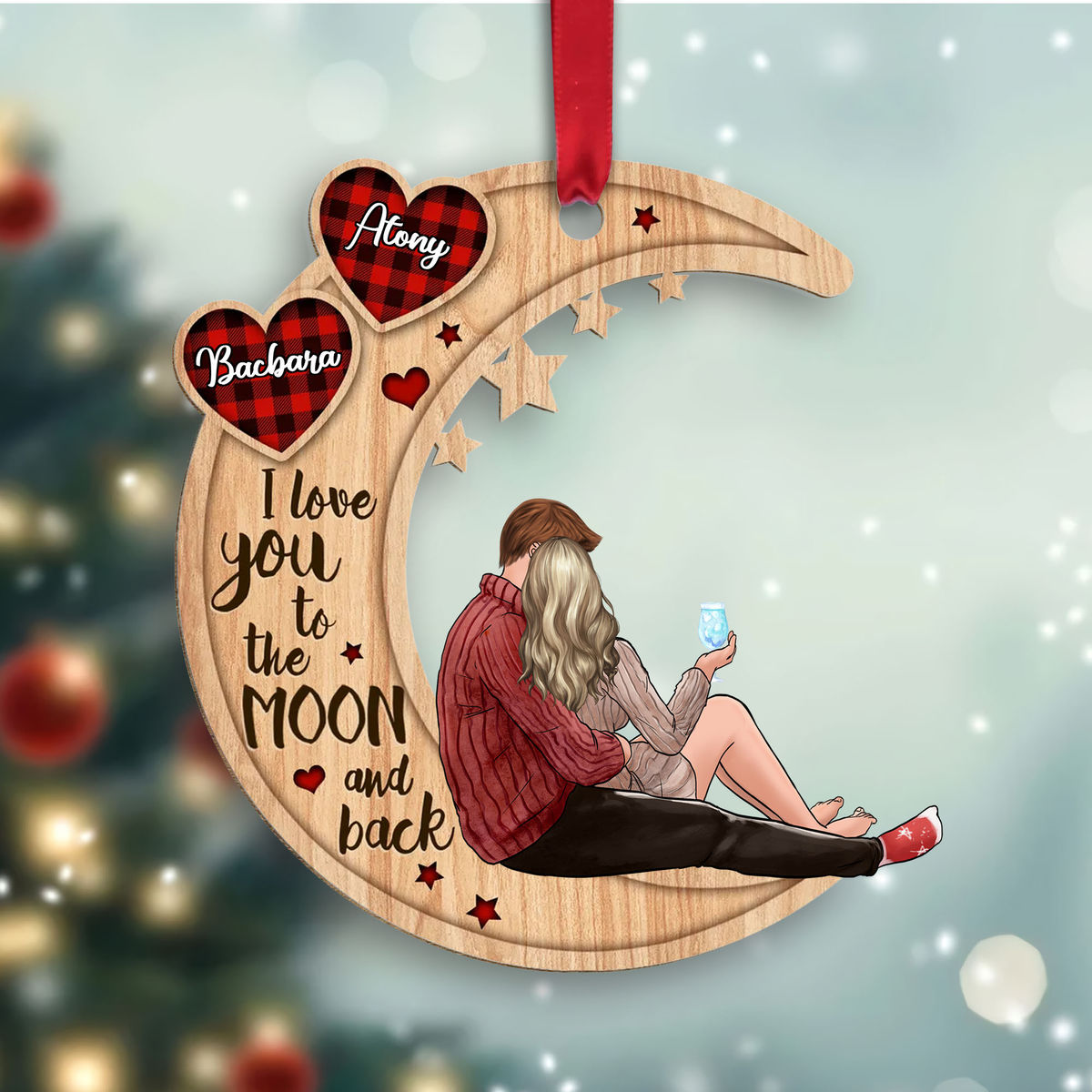 Couple Christmas - I love you to the moon and back - Ornament_3