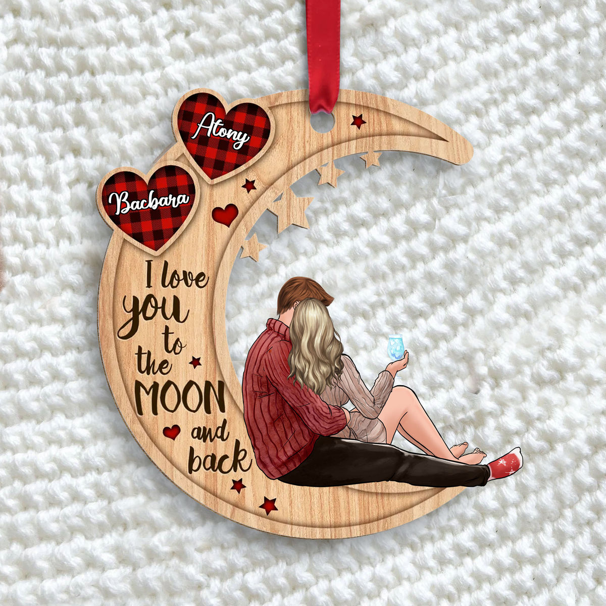 Couple Christmas - I love you to the moon and back - Ornament_1