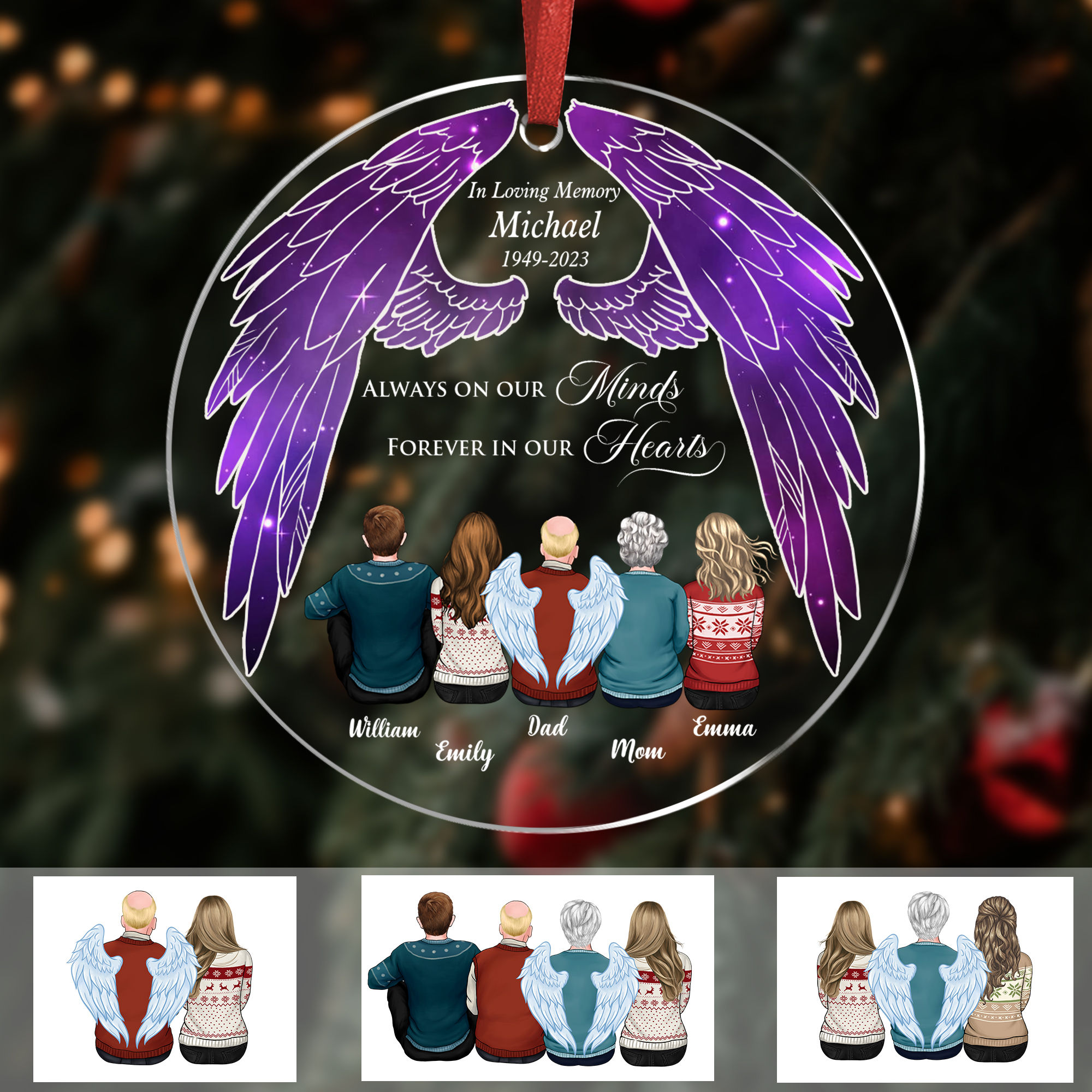 Acrylic Circle Ornament - Always on our Minds Forever in our Hearts
