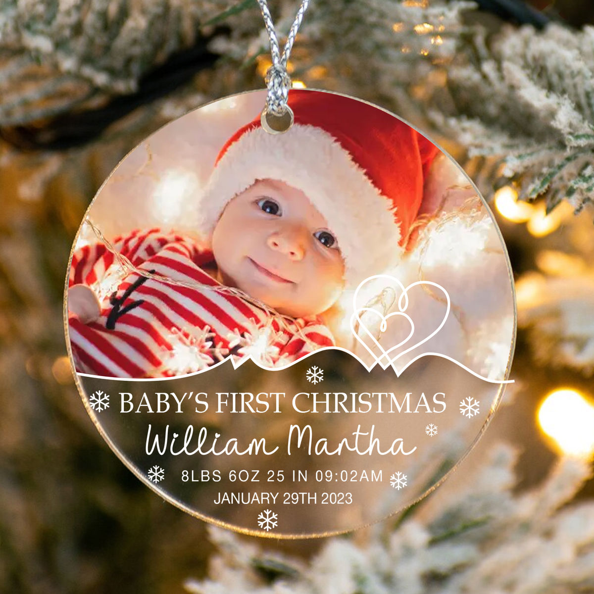 Circle Ornament - Baby's First Christmas - Baby Ornament, Christmas Gifts, Custom Christmas Ornament 2024