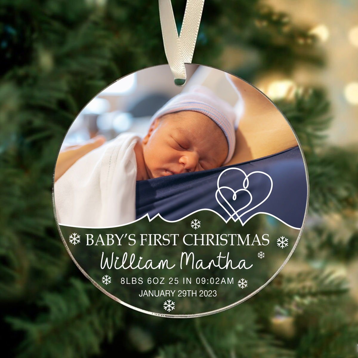 Photo Ornament - Circle Ornament - Baby's First Christmas - Baby Ornament, Christmas Gifts, Custom Christmas Ornament 2024_3