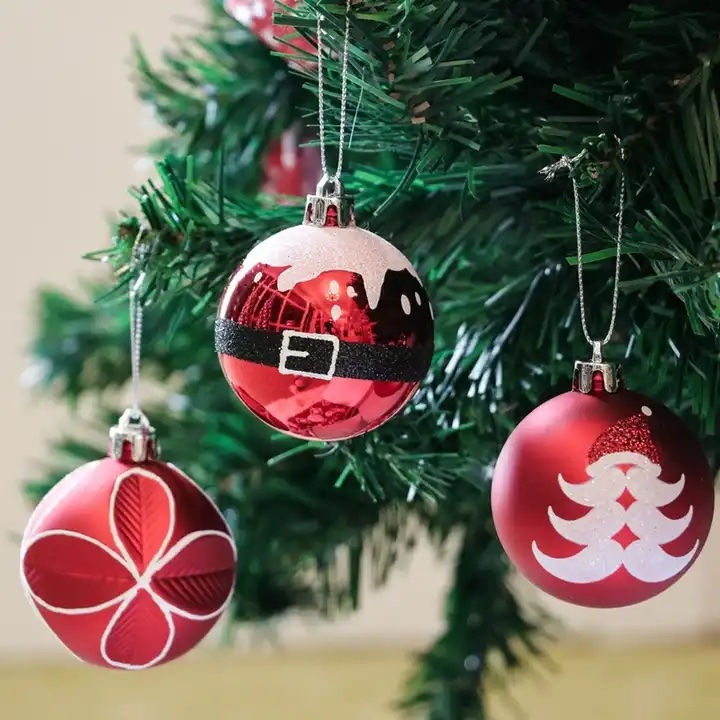 Christmas Gift Decor 2023 Plastic Xmas Tree Balls Red Clear
