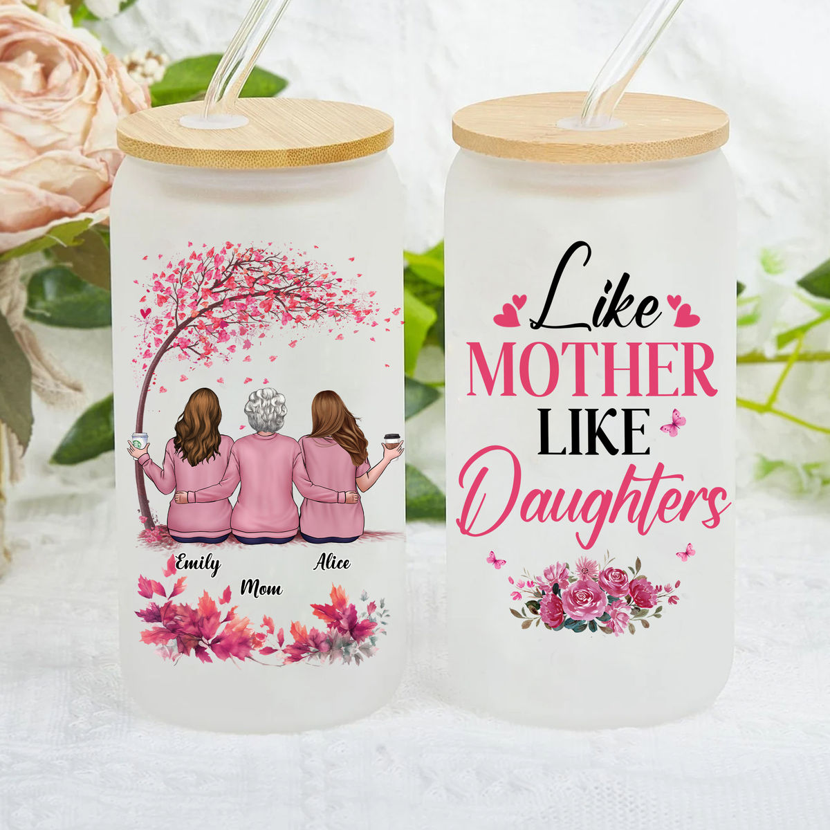 Mother & Daughter - Glass Tumbler -  Like Mother Like Daughters 2024_2