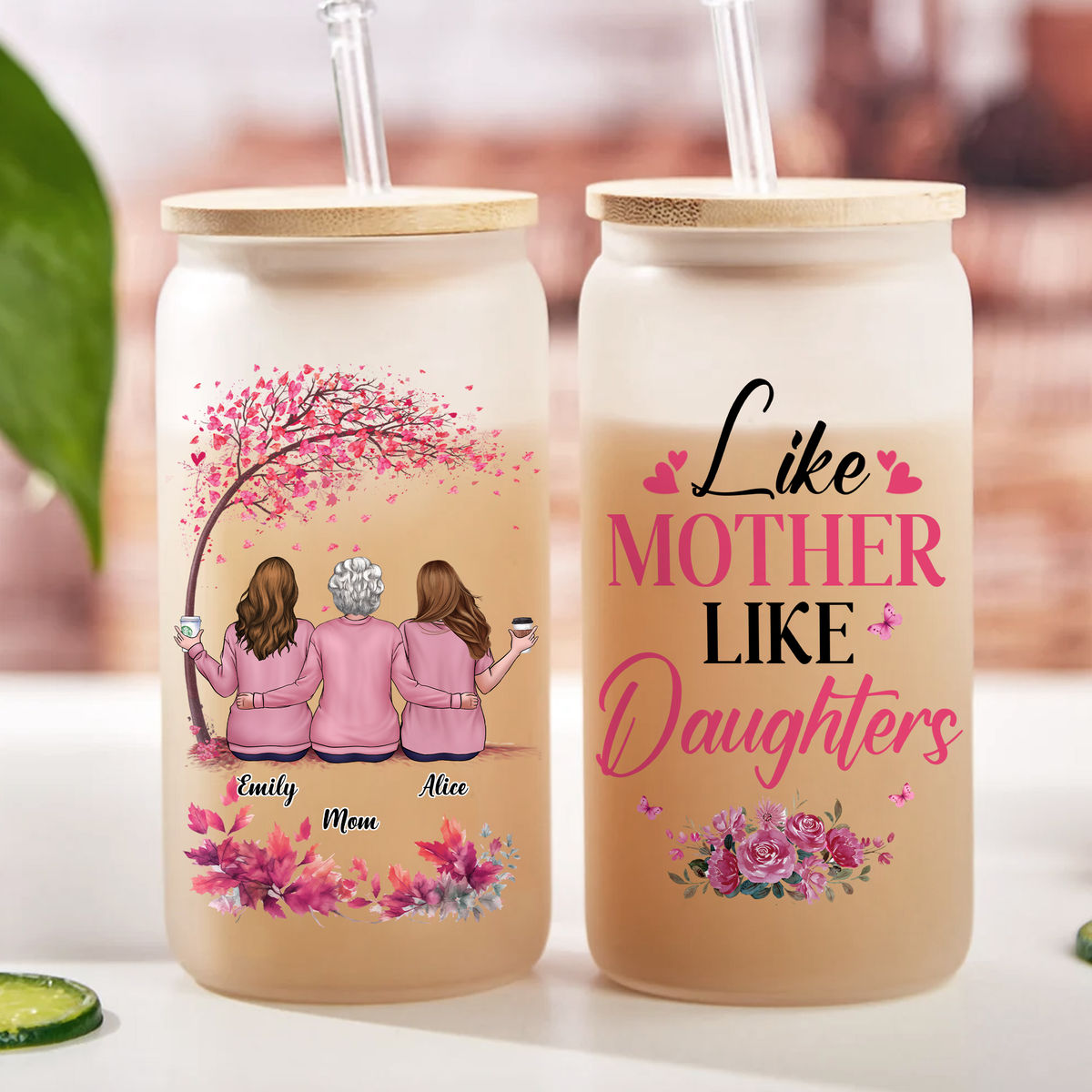 Mother & Daughter - Glass Tumbler -  Like Mother Like Daughters 2024_1