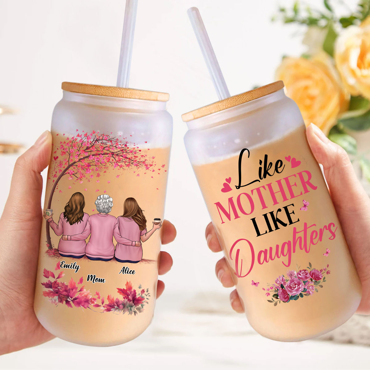 Mother & Daughter - Glass Tumbler -  Like Mother Like Daughters 2024_3