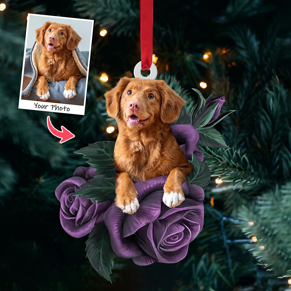 Dog Lover Gifts - Pet Purple Rose - Custom Ornament from Photo - Photo Ornaments, Christmas Gifts