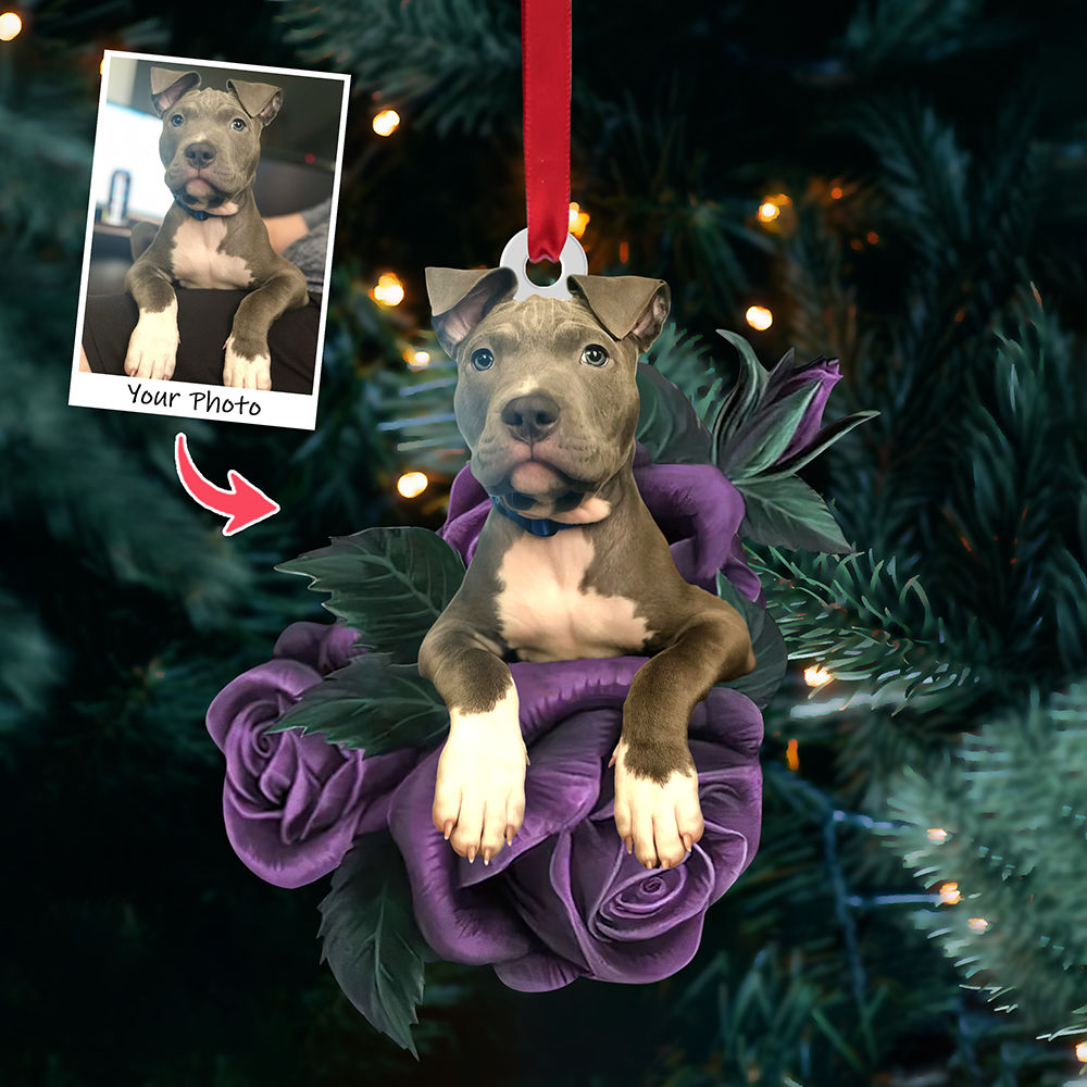 Dog Acrylic Ornament - Dog Lover Gifts - Pet Purple Rose - Custom Ornament from Photo - Photo Ornaments, Christmas Gifts_3