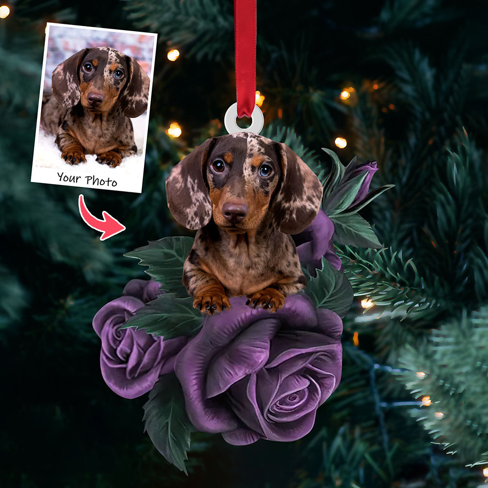 Dog Acrylic Ornament - Dog Lover Gifts - Pet Purple Rose - Custom Ornament from Photo - Photo Ornaments, Christmas Gifts_2